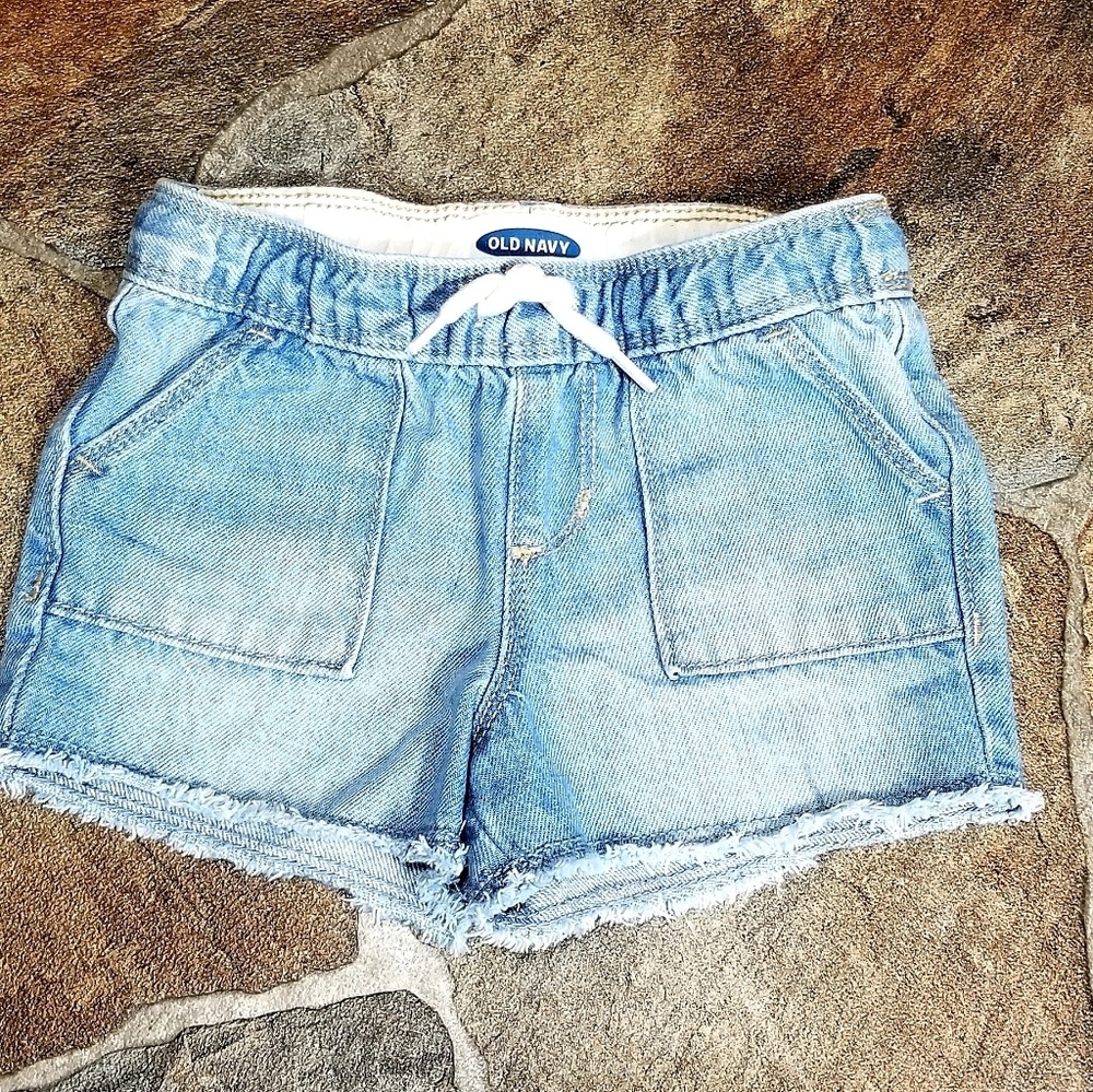 Denim girls shorts with draw string waist 3T